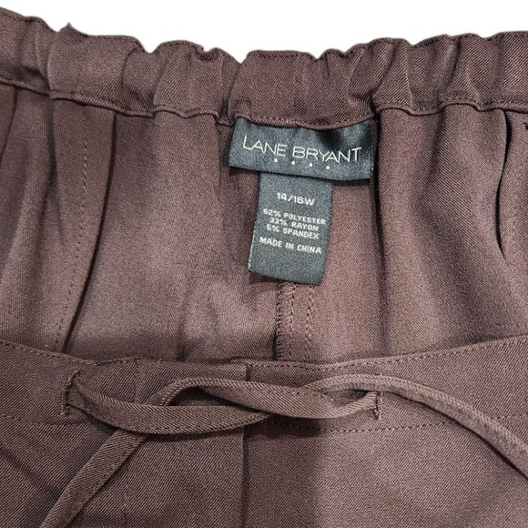 Lane Bryant Brown Elastic Waist With String Soft Wide Leg Pants Size 14/16W - Picture 3 of 5